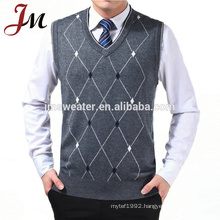 Guangzhou custom sweater manufacturer mens knitted pullover vest Autumn Winter wool V-neck crochet sweater vest pattern for men